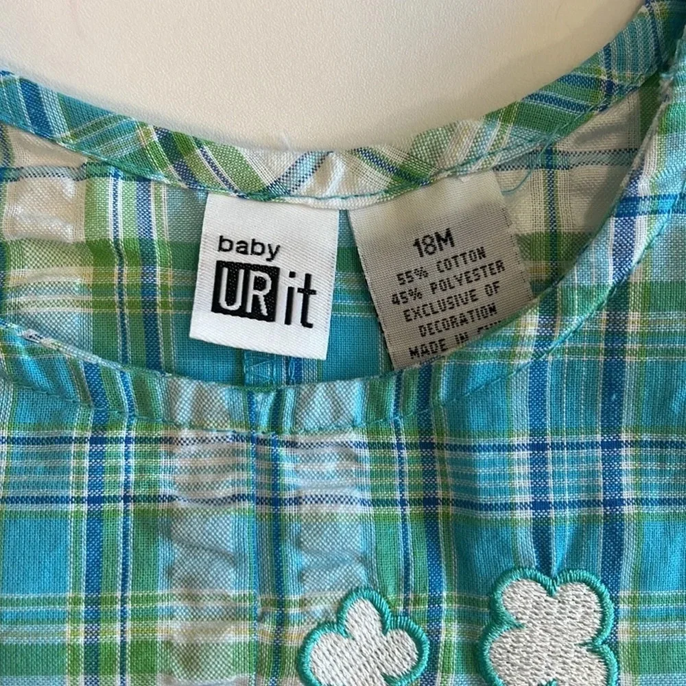 Baby UR it - 18 month, plaid‎ romper/tshirt, plaid/seersucker